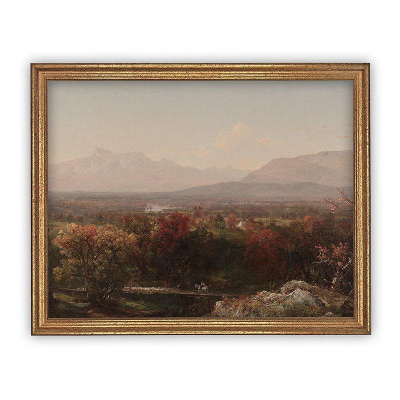 Vintage Framed Canvas Art Autumn Landscape #LAN-112