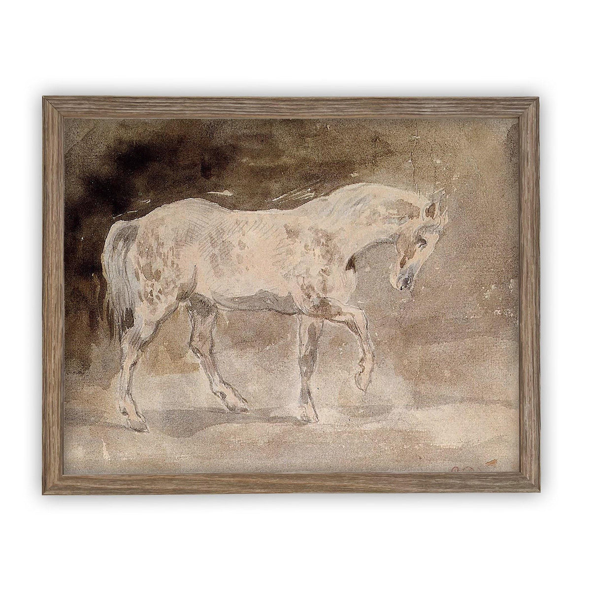 READY TO SHIP 8X10 Vintage Horse Art: Framed Canvas Farmhouse Print