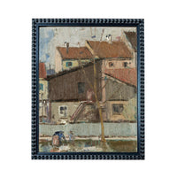 Framed European Cityscape Canvas Art Print: Vintage Farmhouse Decor #ARC-128