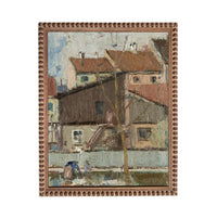 Framed European Cityscape Canvas Art Print: Vintage Farmhouse Decor #ARC-128