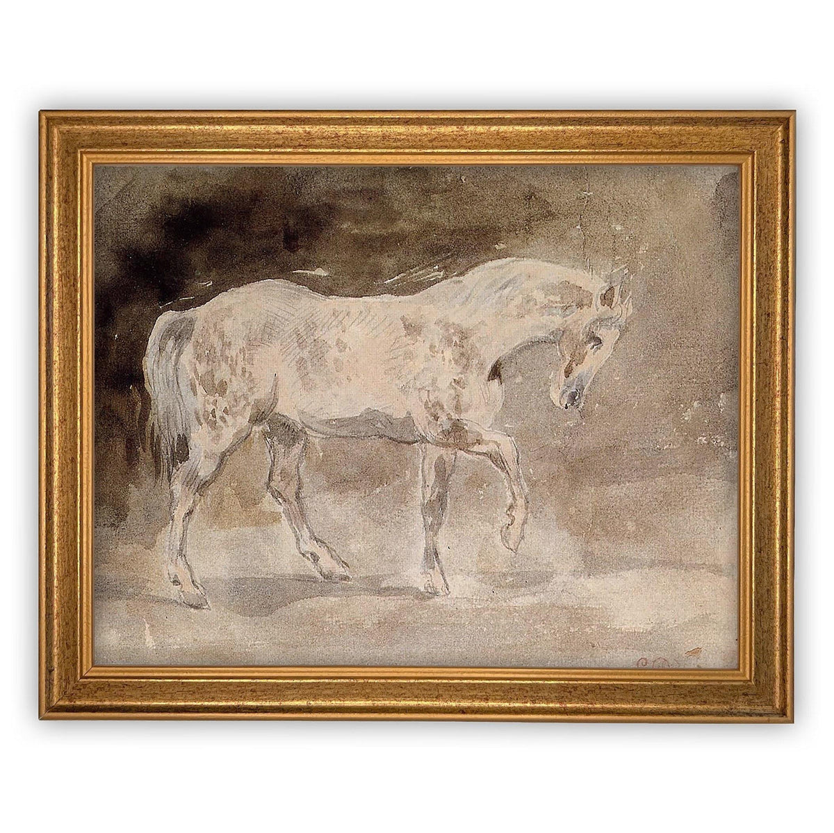 READY TO SHIP 8X10 Vintage Horse Art: Framed Canvas Farmhouse Print