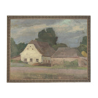 Framed Vintage Canvas Print: Landscape Barn Art, Modern Farmhouse Cottage Style #ARC-129