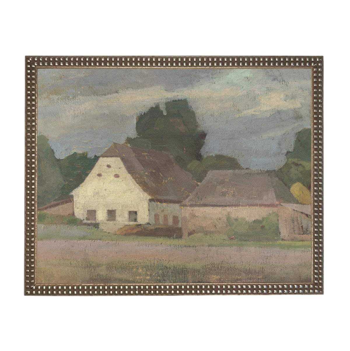 Framed Vintage Canvas Print: Landscape Barn Art, Modern Farmhouse Cottage Style #ARC-129