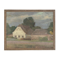 Framed Vintage Canvas Print: Landscape Barn Art, Modern Farmhouse Cottage Style #ARC-129