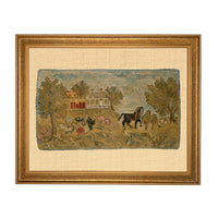 Framed Horse & Cottage Canvas Art Print: Vintage Farmhouse Decor #COT-101