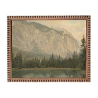 Framed Canvas Lake House Print: Vintage Cabin Landscape Art #CAB-102