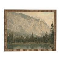 Framed Canvas Lake House Print: Vintage Cabin Landscape Art #CAB-102