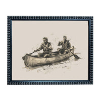 Framed Canvas Lake Landscape Print: Vintage Cabin Art #CAB-103