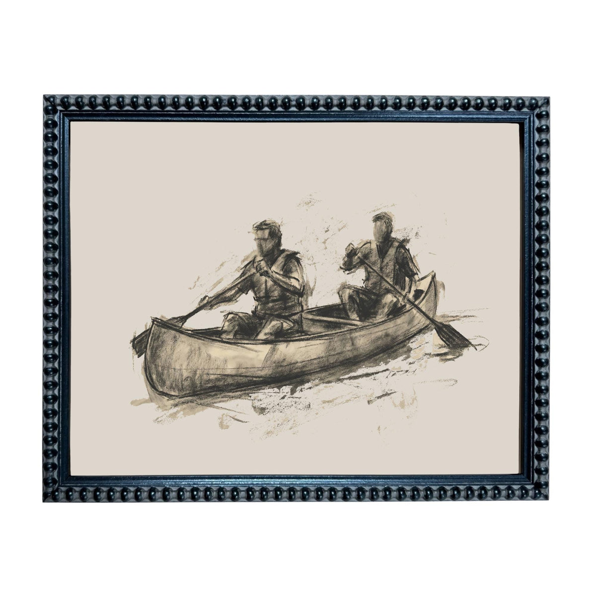 Framed Canvas Lake Landscape Print: Vintage Cabin Art #CAB-103