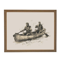 Framed Canvas Lake Landscape Print: Vintage Cabin Art #CAB-103