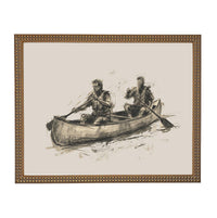Framed Canvas Lake Landscape Print: Vintage Cabin Art #CAB-103