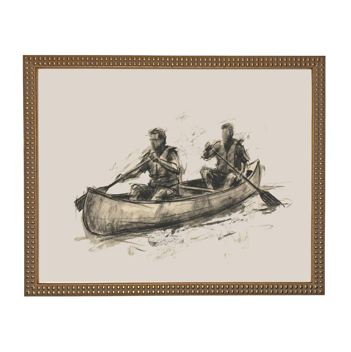 Framed Canvas Lake Landscape Print: Vintage Cabin Art #CAB-103