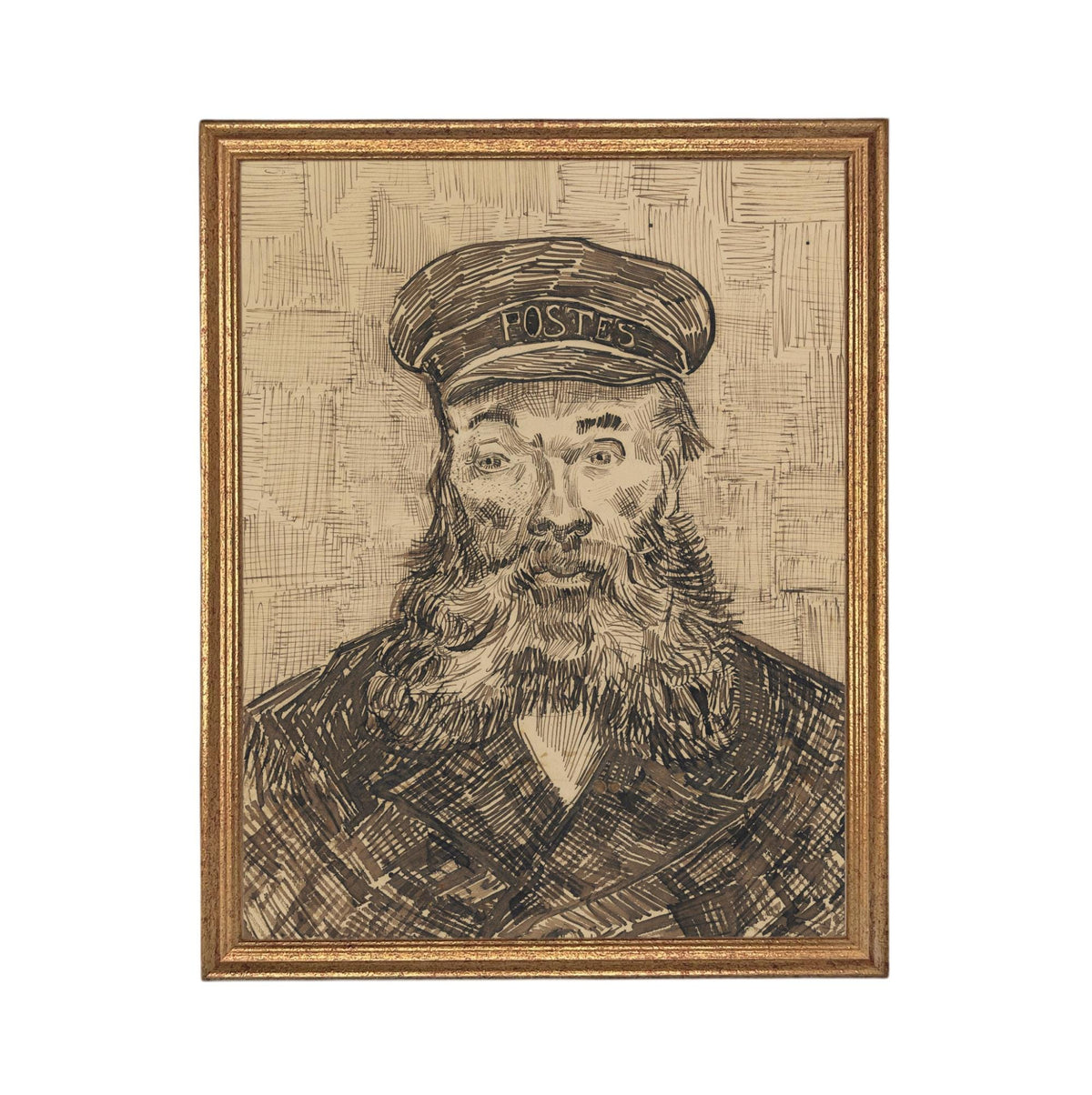 Framed Vintage Old Sailor Sketch- Nautical Cabin or Lake Art #CAB-106