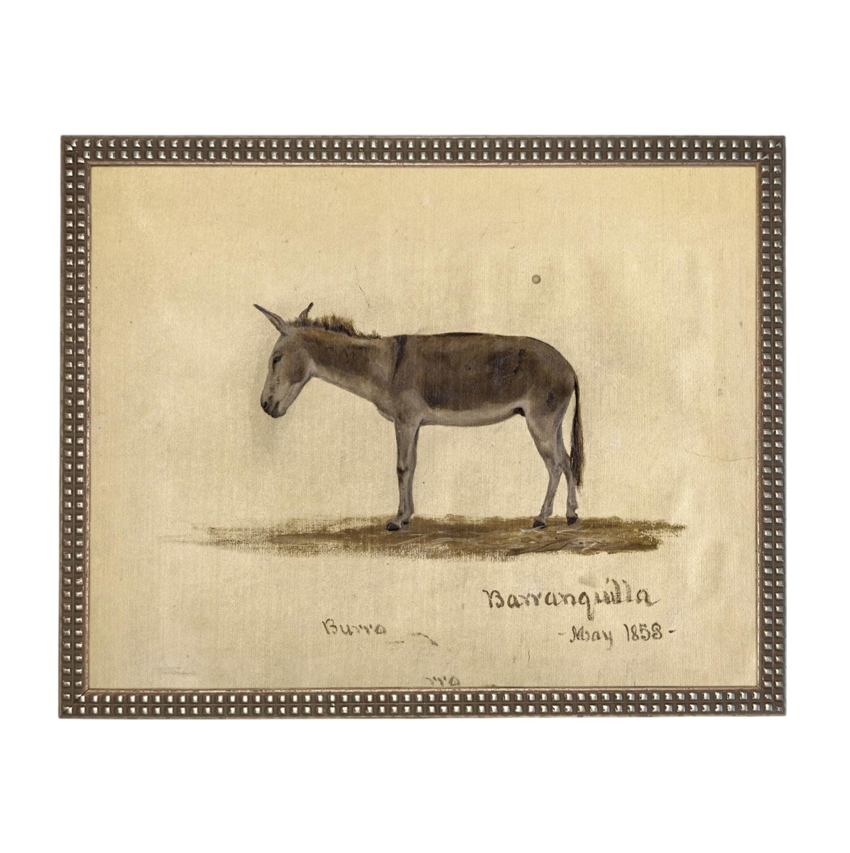 Framed Vintage Donkey Canvas Print: Farmhouse Art #A-207