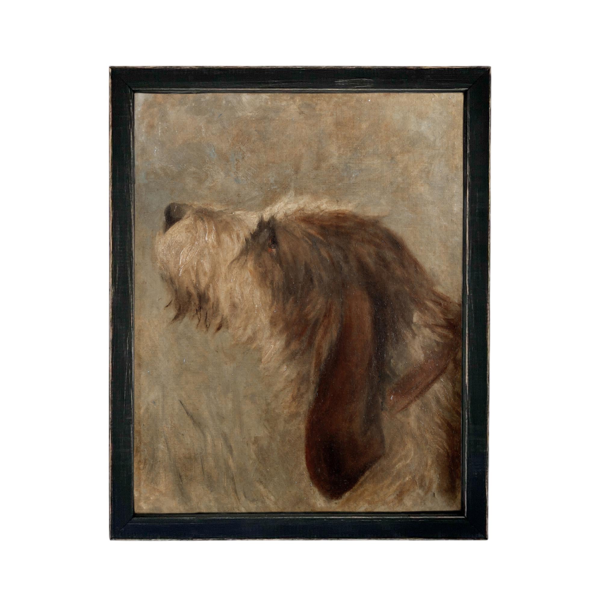 Framed Vintage Dog Canvas Print: Otterhound Dog Painting #A-208