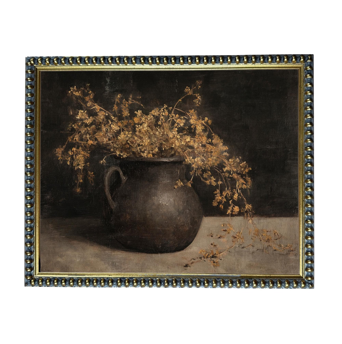 Vintage Framed Moody Autumn Floral Print: Botanical Still Life Painting #BOT-171