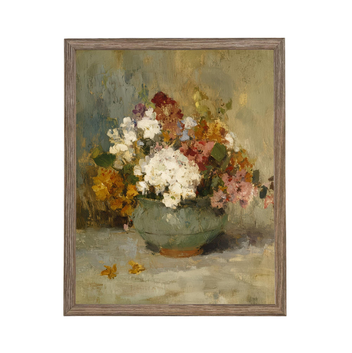 Vintage Floral Still Life Framed Canvas Print #BOT-172