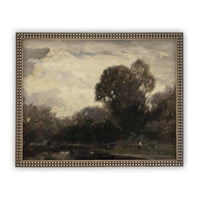 READY to SHIP 24X36 Framed Vintage Canvas Print: Moody Farmhouse Landscape Art