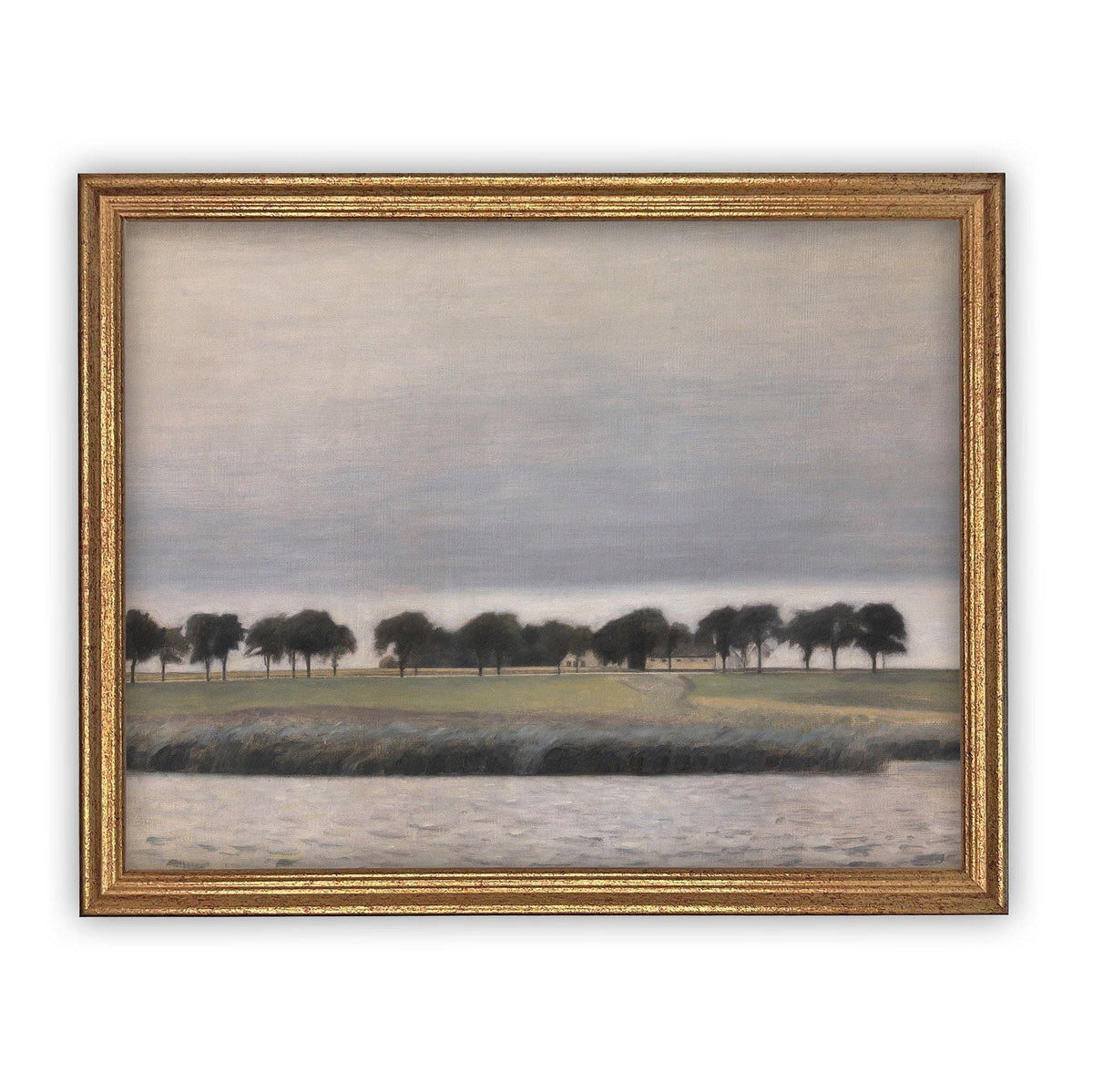 READY to SHIP 11X14 Framed Vintage Canvas Landscape Art Print: Modern Farmhouse Decor