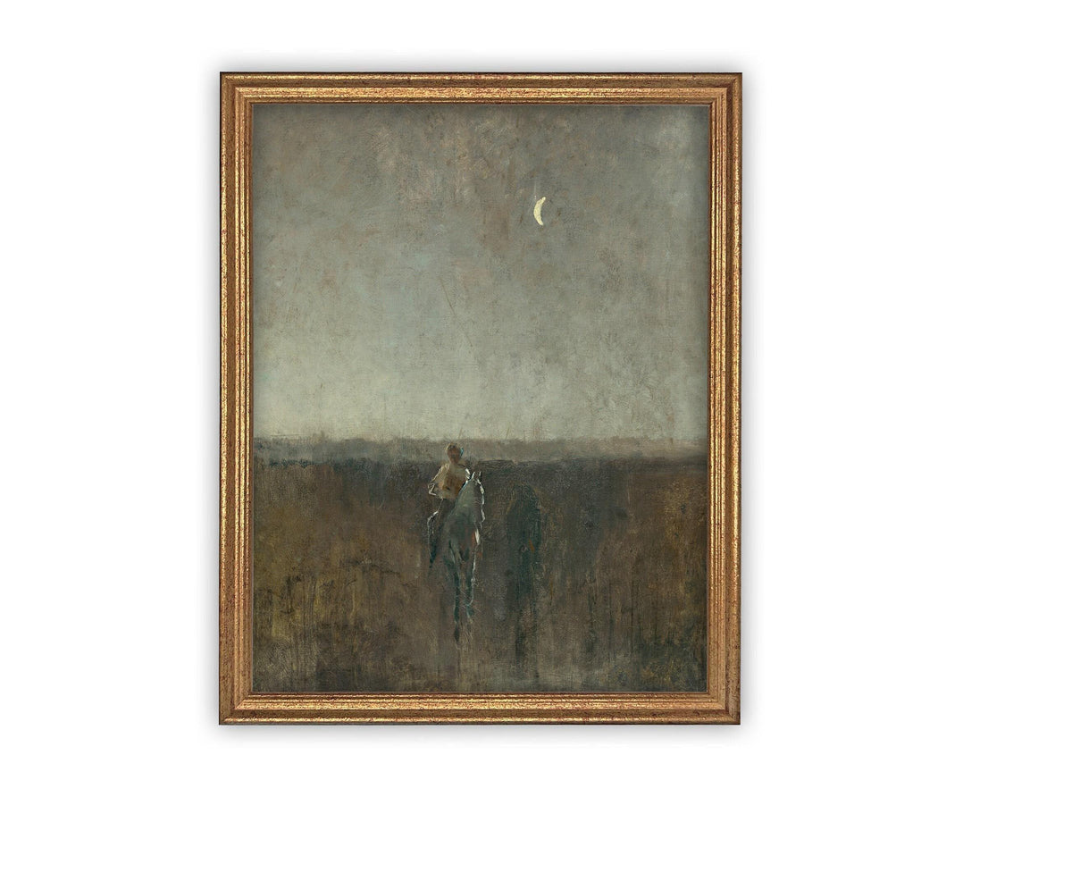 READY to SHIP 16X20 Vintage Framed Canvas Art // Vintage Painting // Vintage Art with Woman and Horse // Farmhouse print //#LAN-217