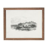 The image is a framed print depicting a deer in a natural setting, with a cloudy sky in the background.