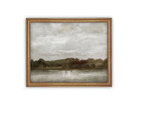 READY to SHIP 24X36 Framed Lake House Canvas Print: Vintage Farmhouse Landscape Art