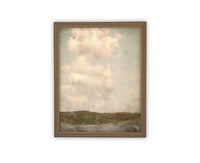 READY to SHIP 11X14 Vintage Framed Canvas Print: Muted Landscape, Farmhouse Style
