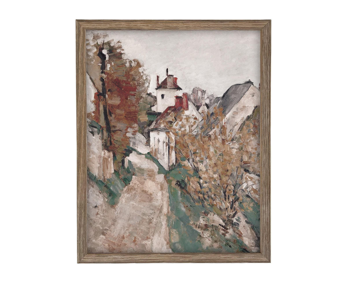 Framed Vintage Canvas Print: Cottage Core French Cityscape Art