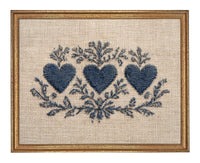 Framed Vintage Canvas Print: Folk Art Heart Tapestry Art #MSC-110
