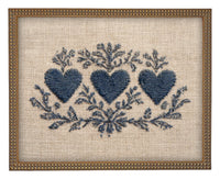 Framed Vintage Canvas Print: Folk Art Heart Tapestry Art #MSC-110
