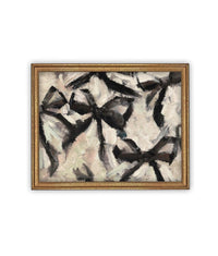 READY to SHIP 24X36 Vintage Framed Canvas Print: Abstract Black Bow Fashion Art