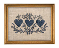 Framed Vintage Canvas Print: Folk Art Heart Tapestry Art #MSC-110