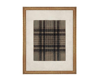 Framed Vintage Canvas Print: Neutral Plaid Tapestry Art #MSC-109