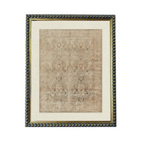 a square frame with a beige carpet hanging on it.