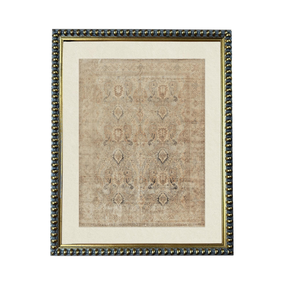 a square frame with a beige carpet hanging on it.