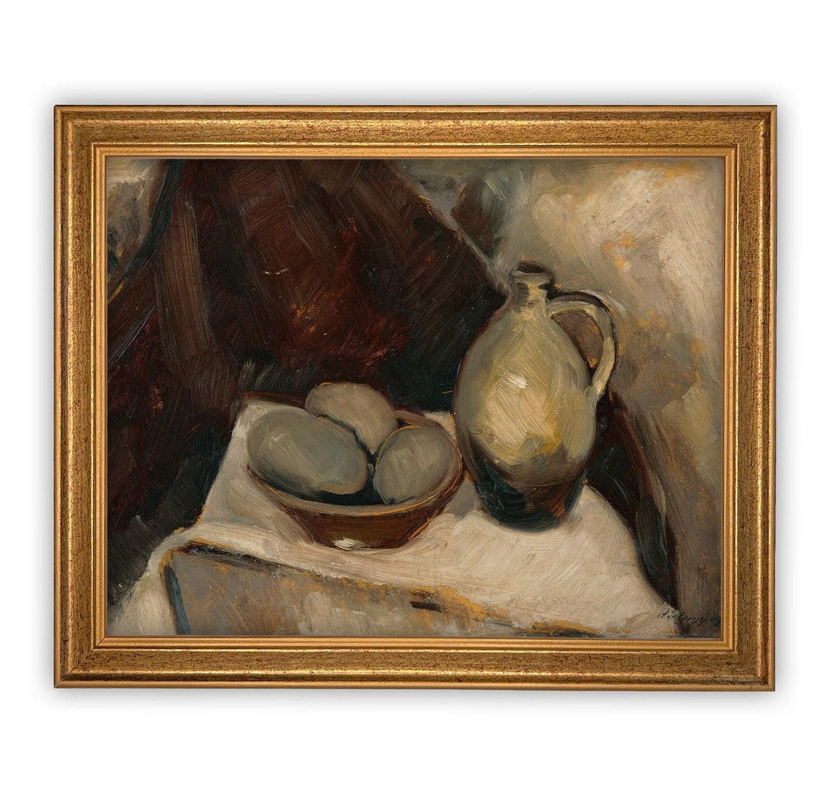 READY to SHIP 16X20 Vintage Framed Canvas Print: Kitchen Still Life, Farmhouse Art