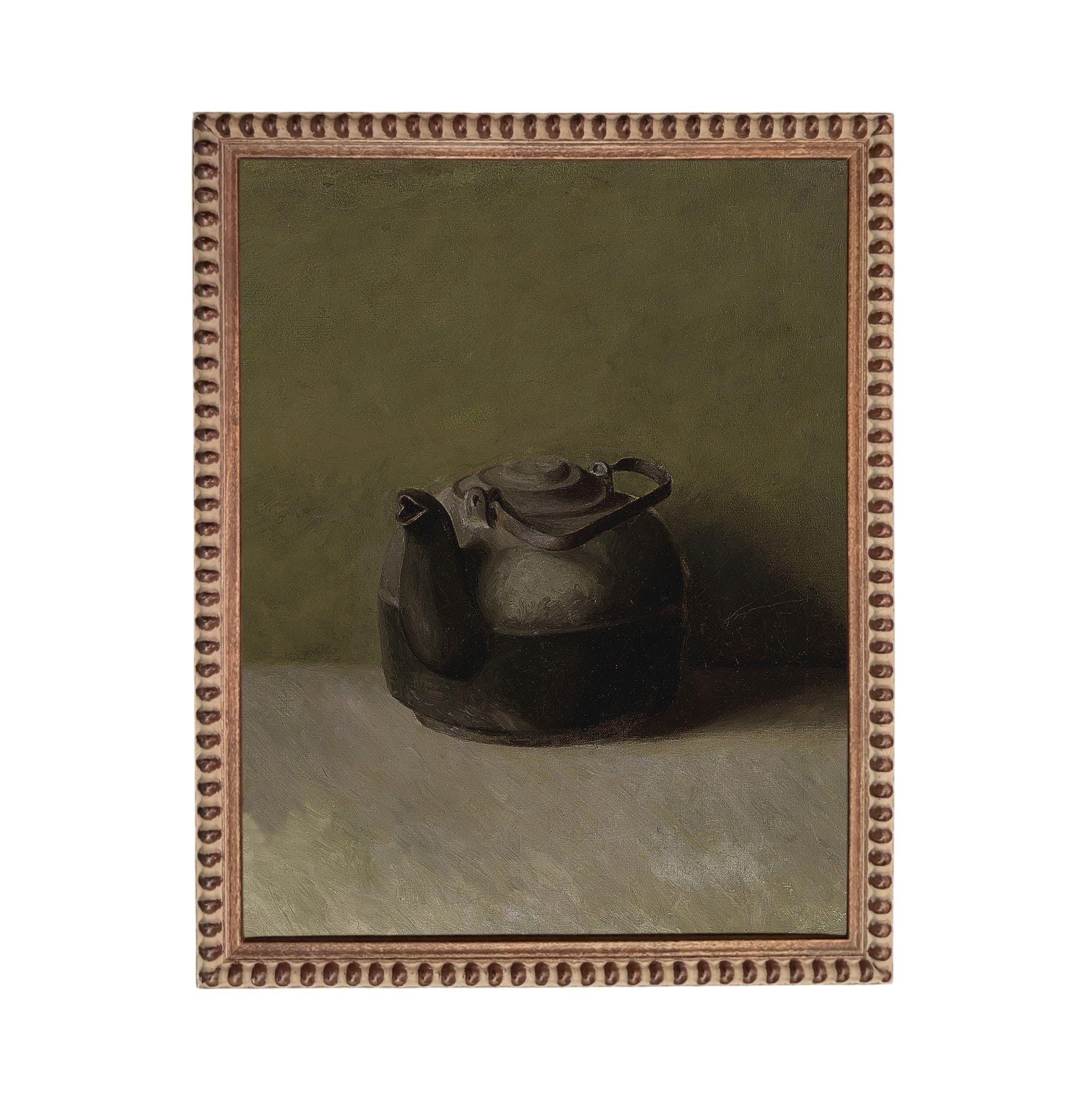 The image is a painting of a kettle or teapot, which is a common household item.