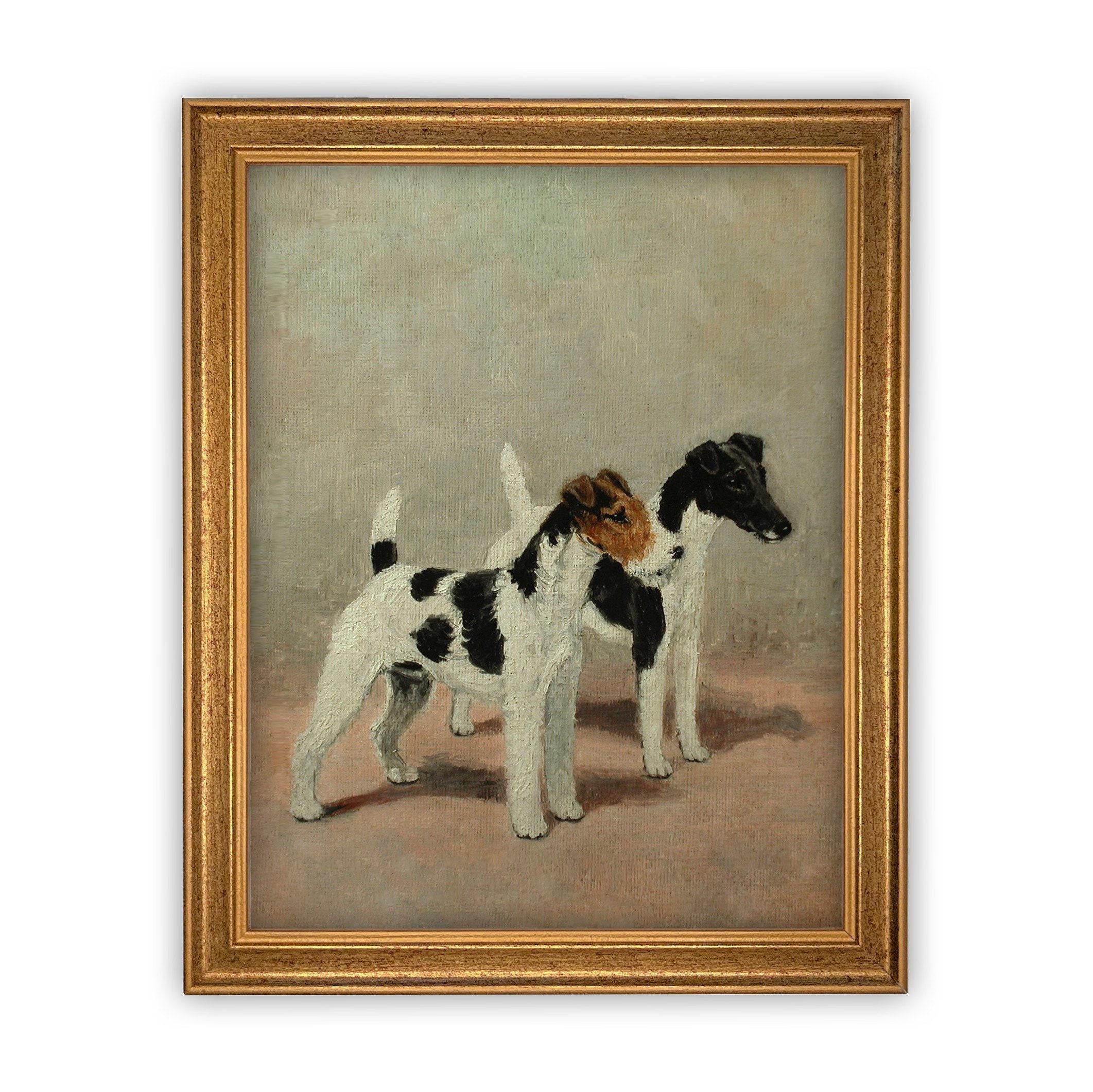 Vintage Framed Canvas Dog Art #A-106