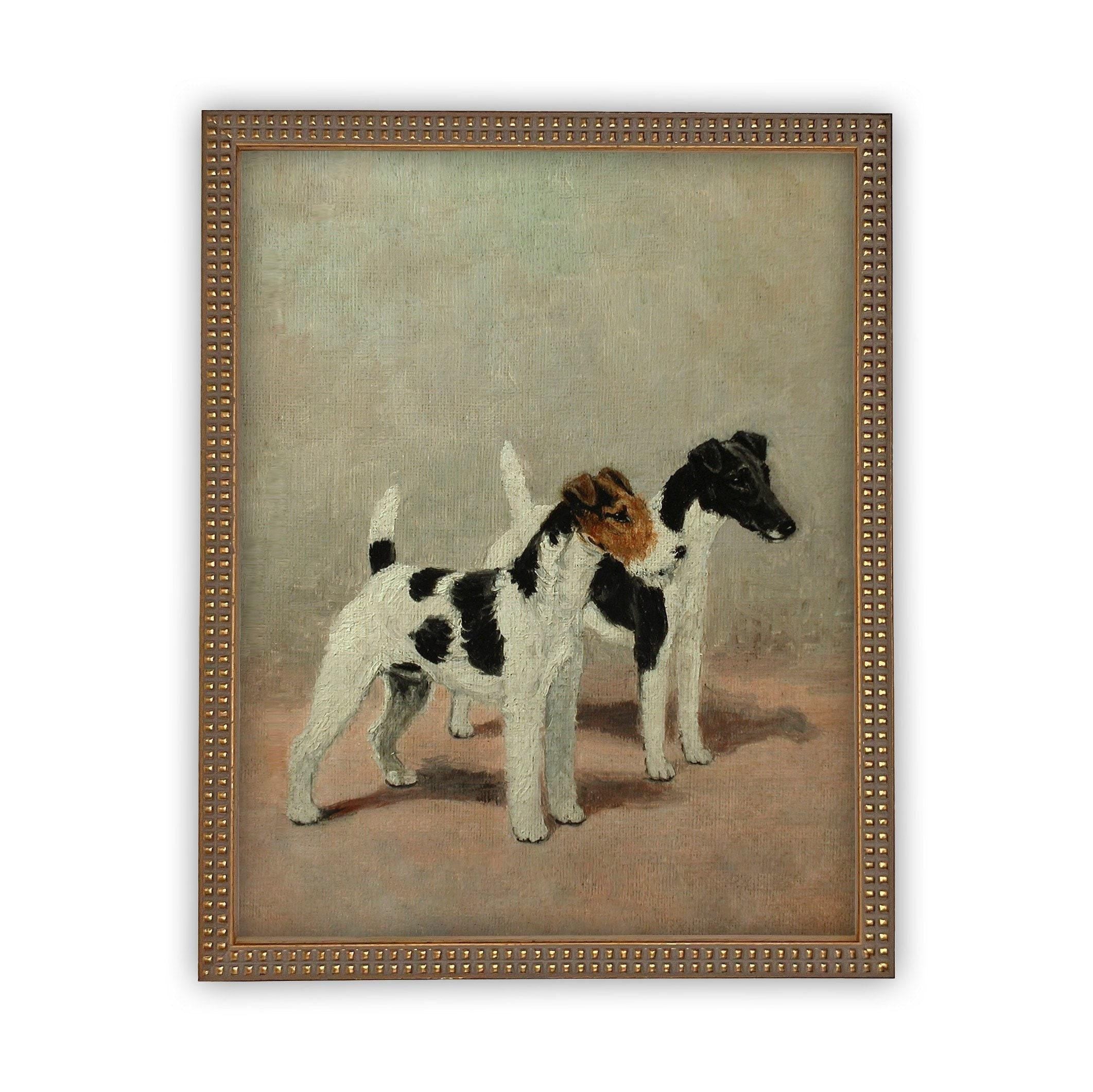 Vintage Framed Canvas Dog Art #A-106
