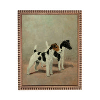 two dogs standing side by side, with a neutral color palette and a simple composition.