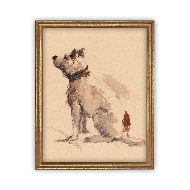 Vintage Framed Canvas Art Dog Art #A-109