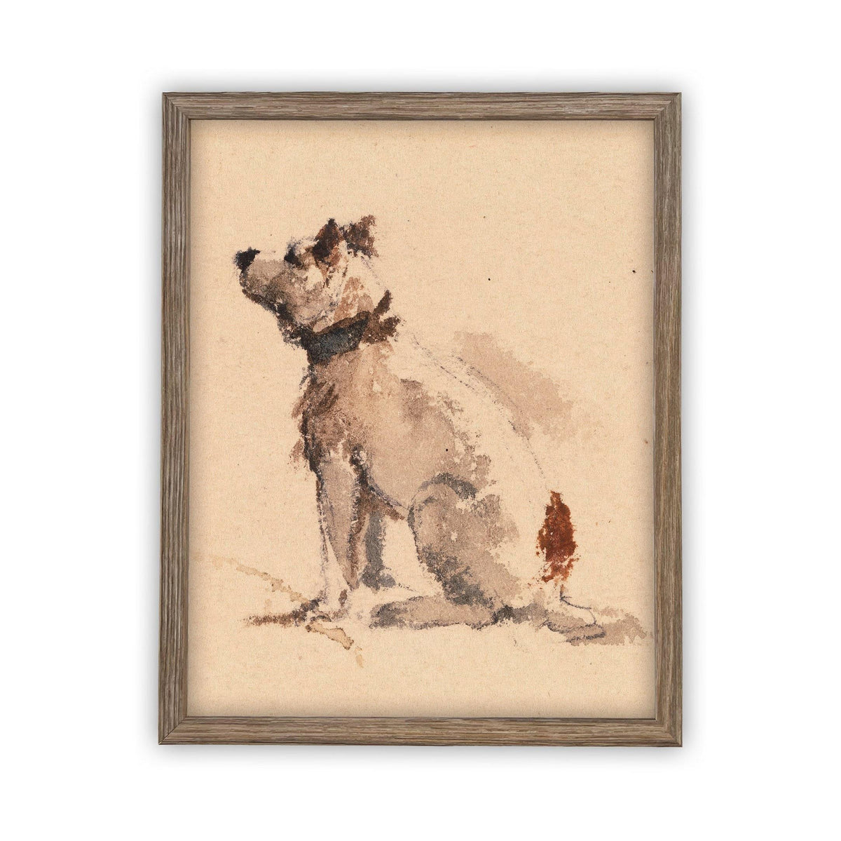 Vintage Framed Canvas Art Dog Art #A-109