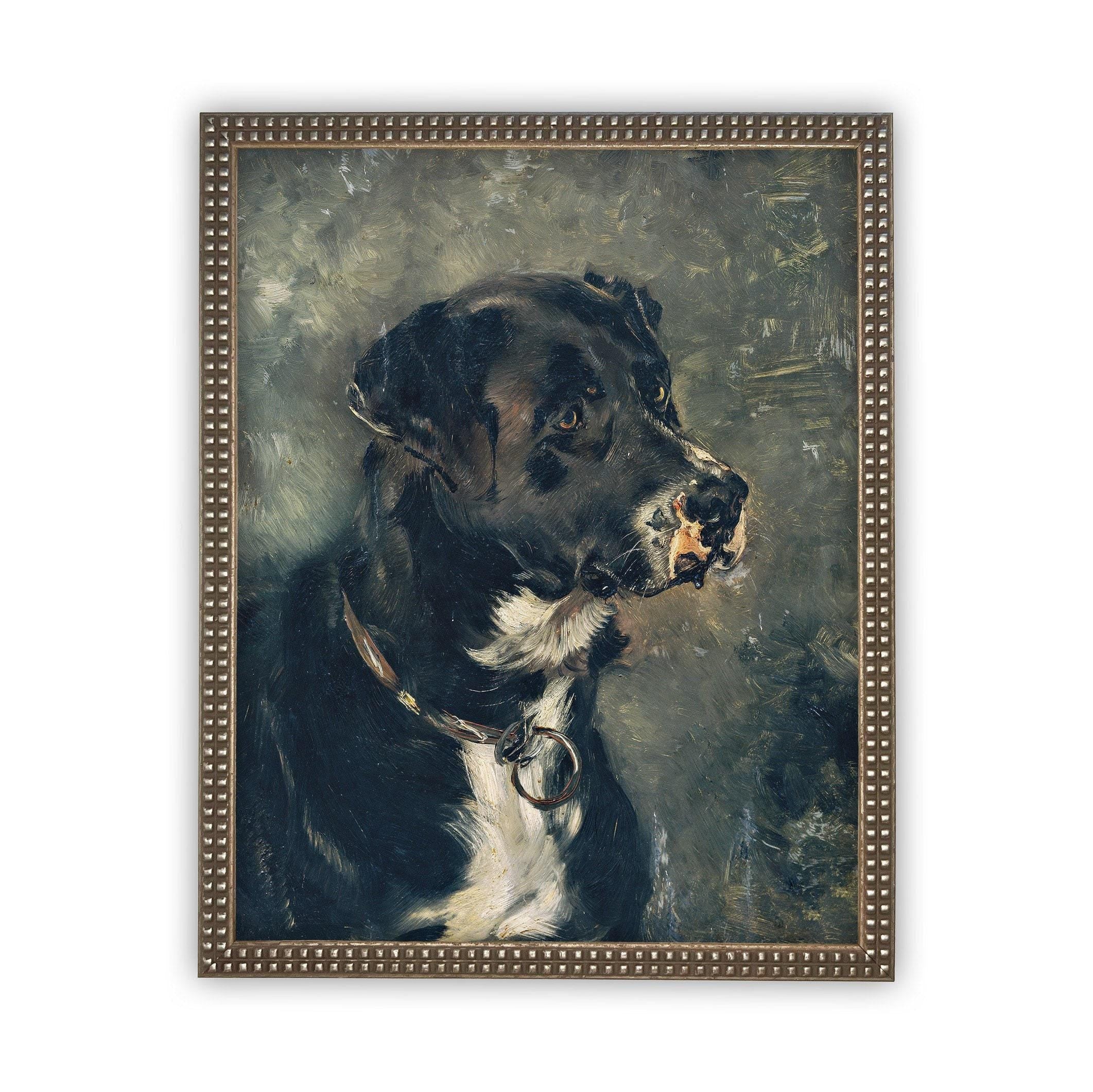 Framed Black and White Dog Art #A-110