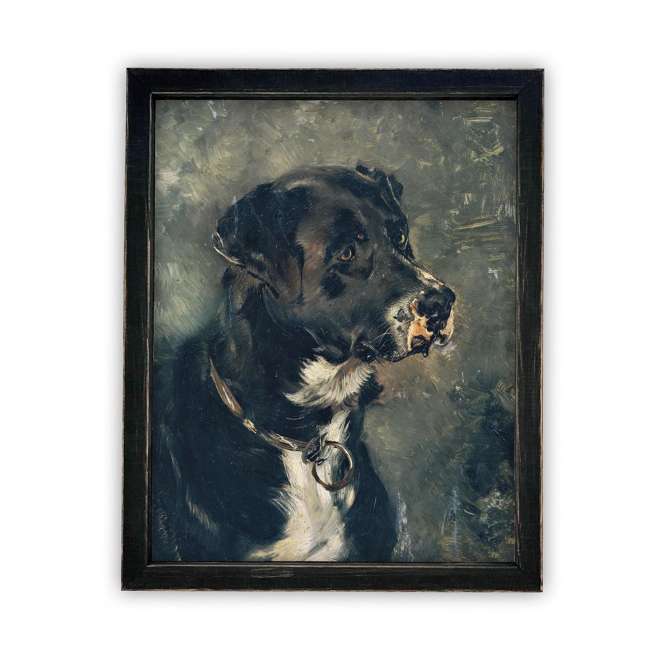 Framed Black and White Dog Art #A-110