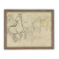 READY to SHIP 8X10 Vintage Framed Horse Sketch Art Print: Farmhouse Canvas