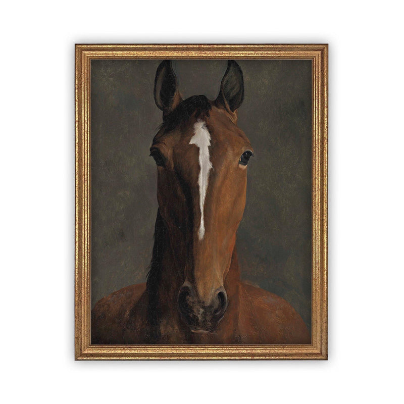 Vintage Framed Canvas Horse Art #A-154