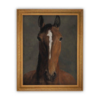 Vintage Framed Canvas Horse Art #A-154