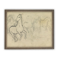READY to SHIP 8X10 Vintage Framed Horse Sketch Art Print: Farmhouse Canvas