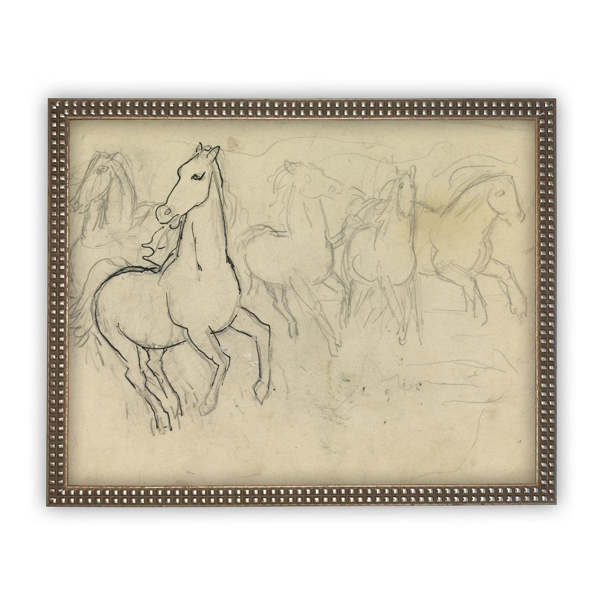 READY to SHIP 8X10 Vintage Framed Horse Sketch Art Print: Farmhouse Canvas