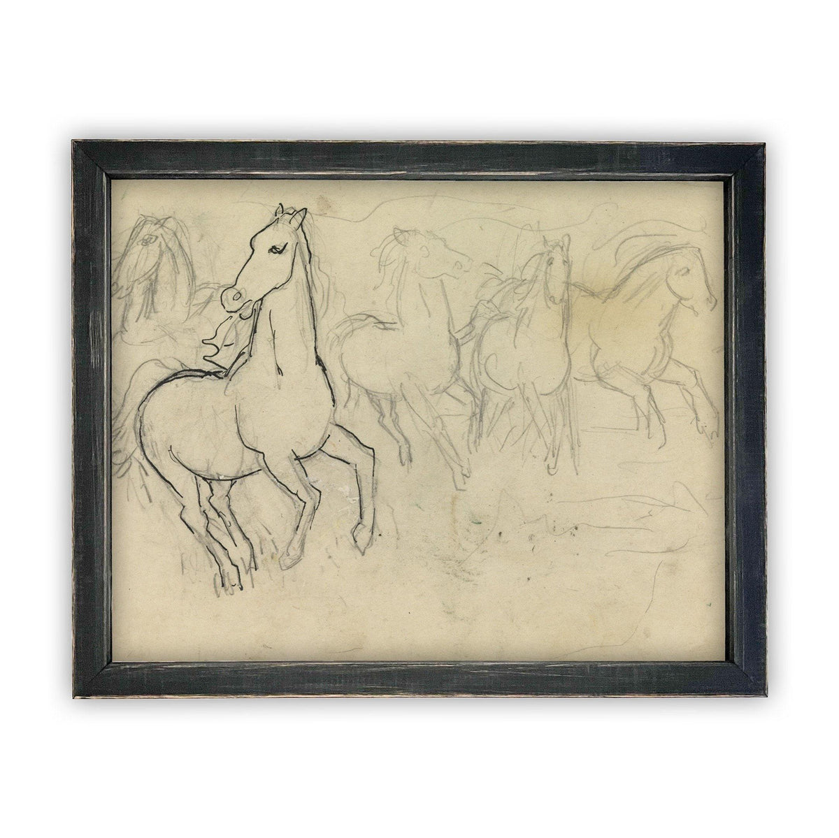 Vintage Framed Canvas Art Vintage Horse Sketch Art #A-128
